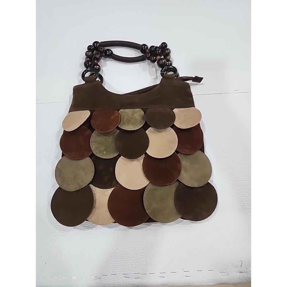 Womens Boho Aldos Faux Leather Wooden Beeded Shoulder Purse Hand Bag - Picture 3 of 9